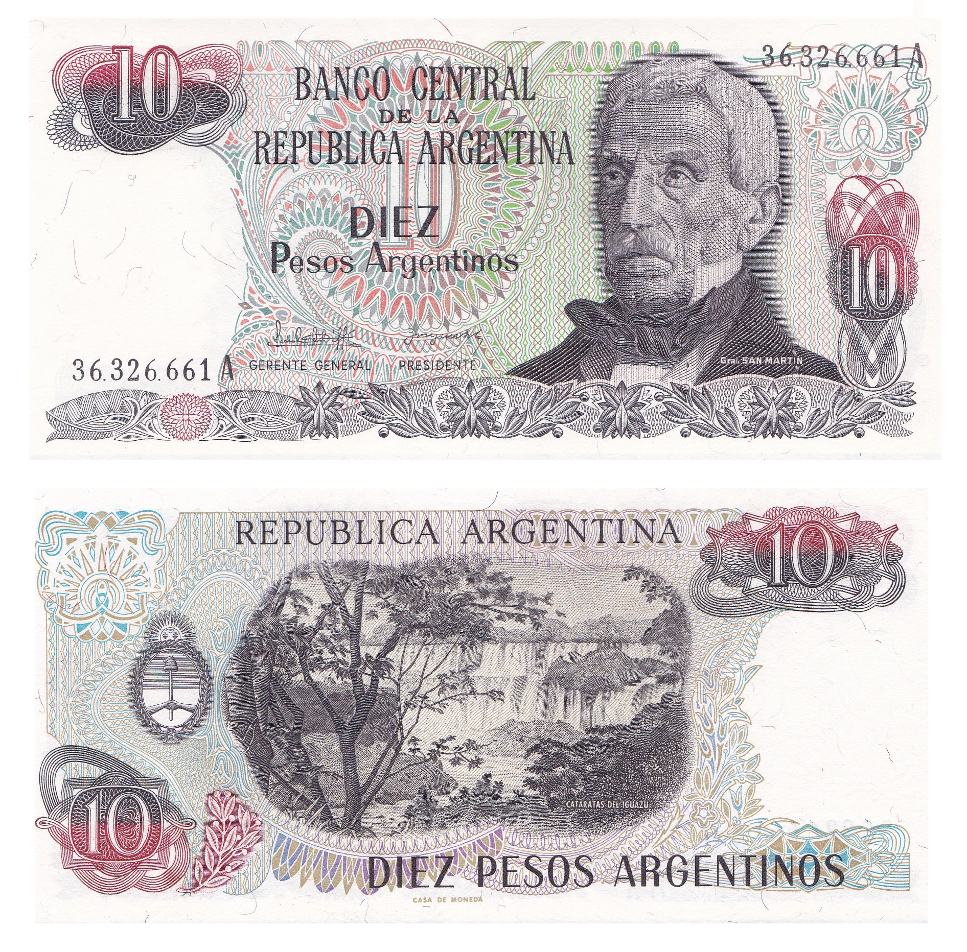 Argentina #313a(1)  10 Pesos Argentinos